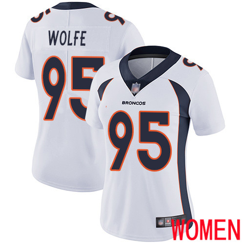 Women Denver Broncos #95 Derek Wolfe White Vapor Untouchable Limited Player Football NFL Jersey